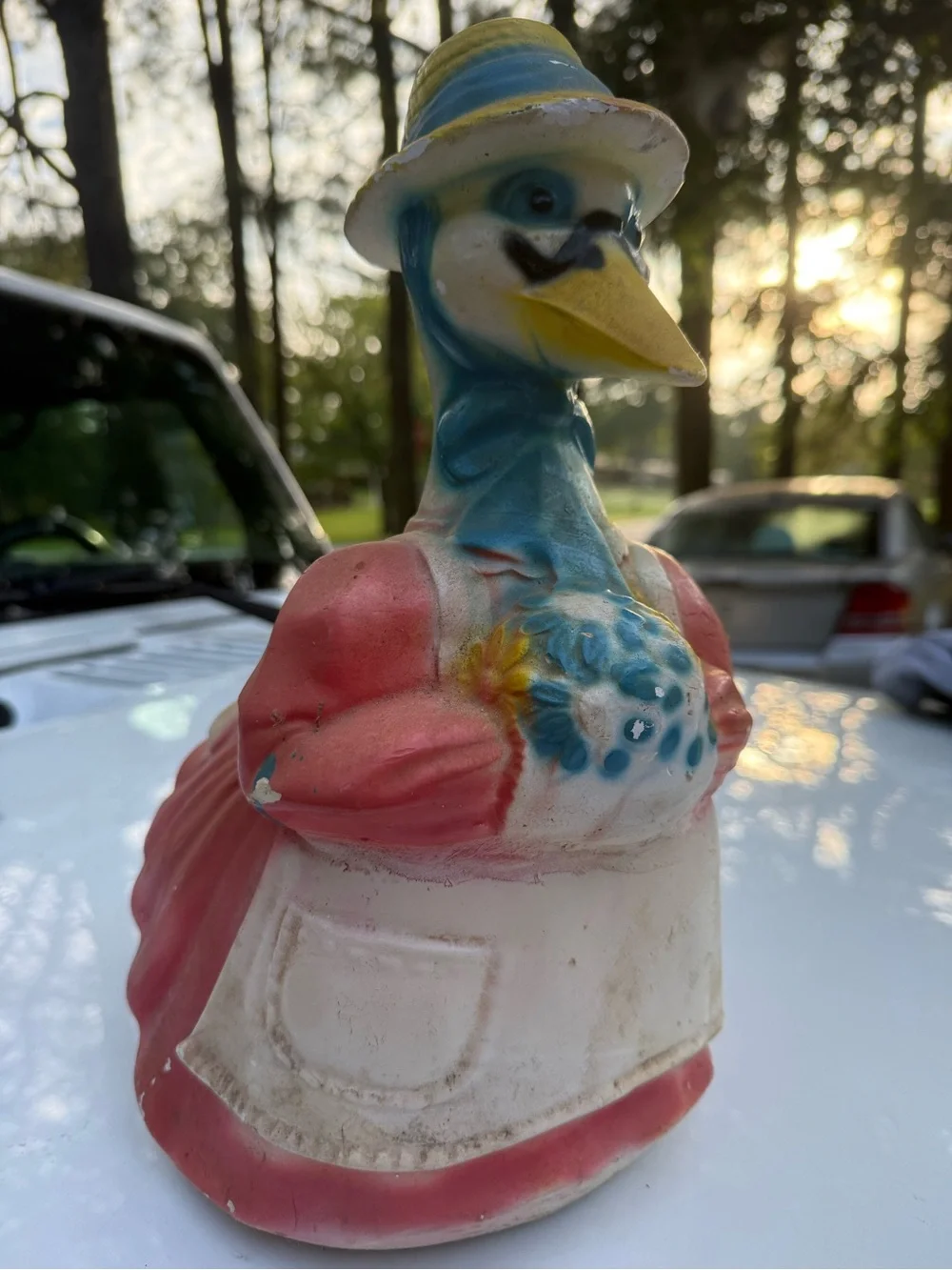 Vintage Ceramic Duck Bird Figurine - Pink, Blue, White